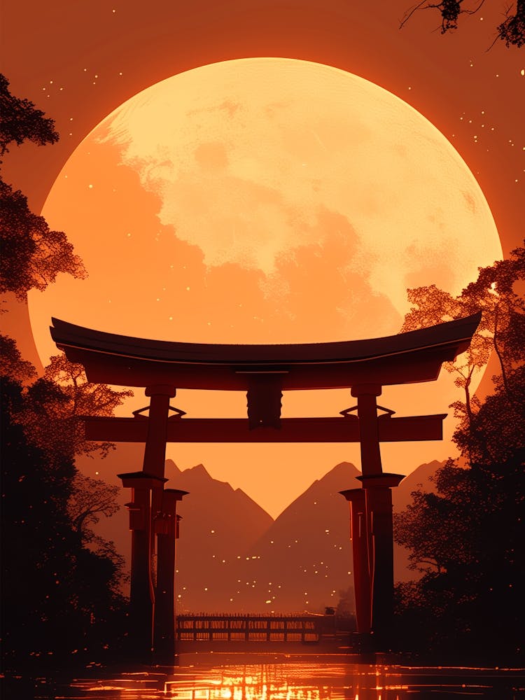 Full Moon Over Tori Gate