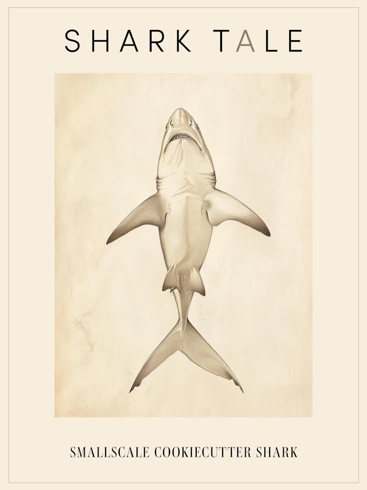 Smallscale Cookiecutter Shark Vintage Illustration 1 Poster