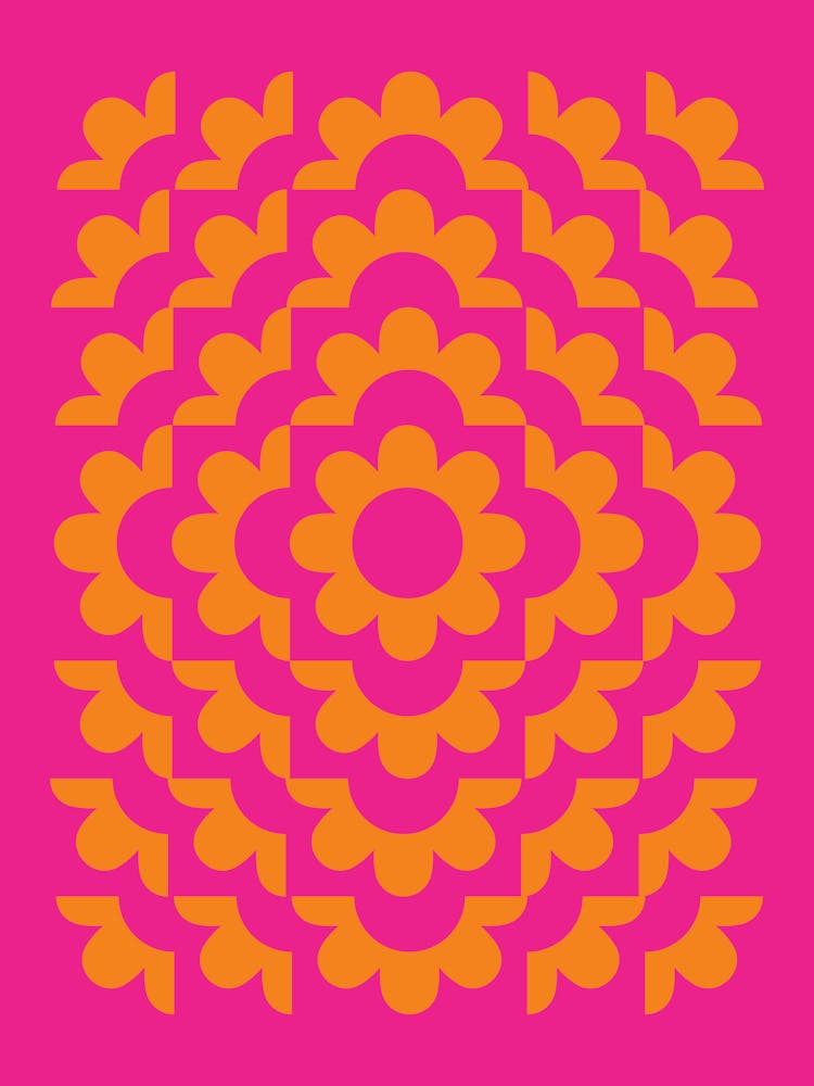 Abstract Flowers Pattern 12 In Summer Hot Pink Orange 01