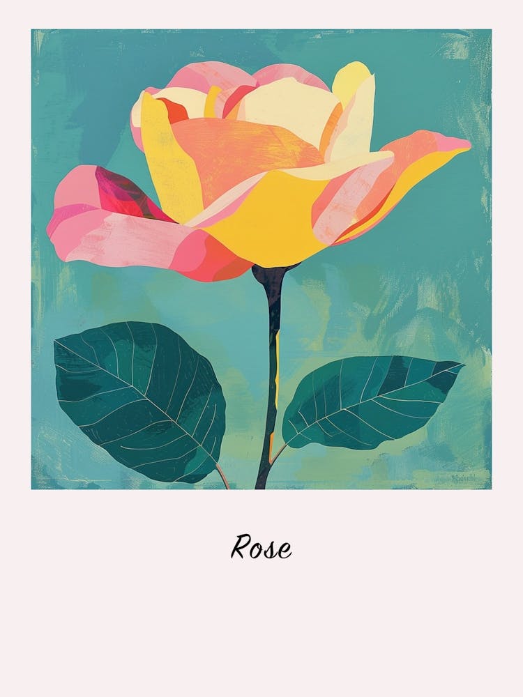 Rose 4 Square Flower Illustration Poster
