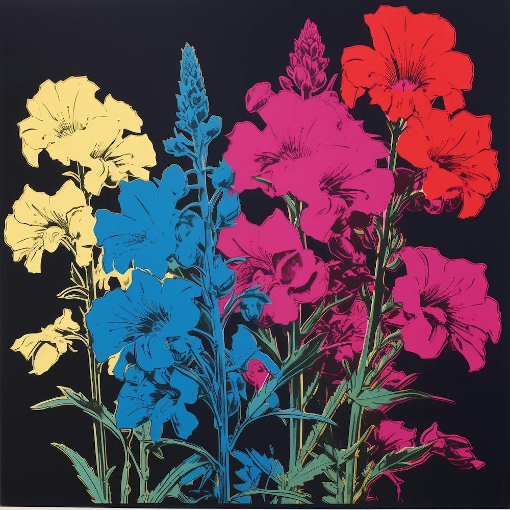 Rittersporn 2 Pop-Art-Illustration Quadratisch