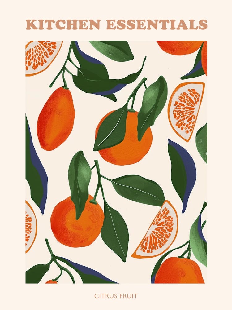 Citrus Fruit On A Branch Pattern Poster 2