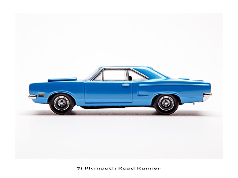 Toy Car 71 Plymouth Road Runner Blue 2 Poster