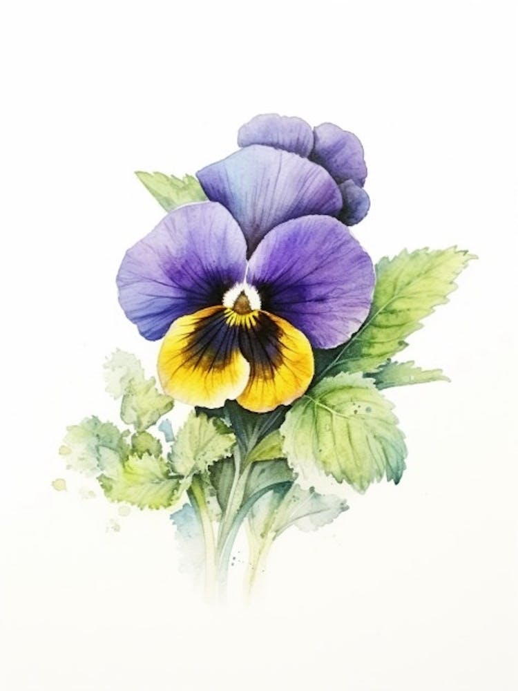 Beehive With Pansy Watercolour Illustration 1