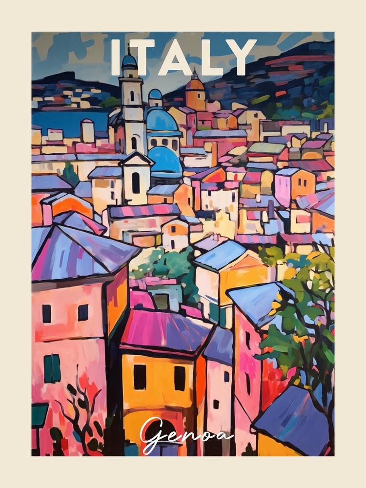 Genoa Italy 4 Fauvist Painting  Travel Poster