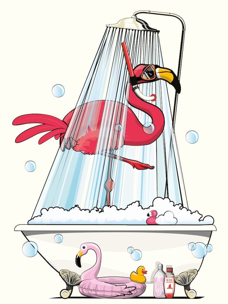 Flamingo Showering Bathroom