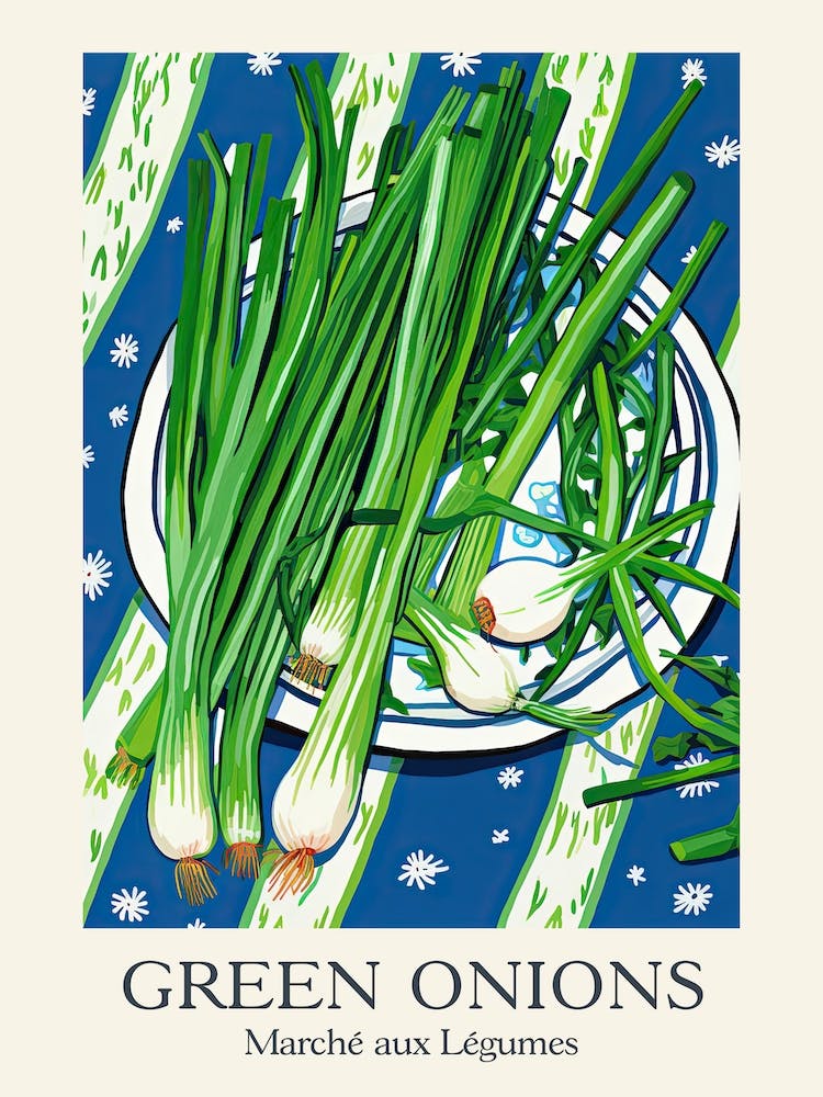 Marche Aux Legumes Green Onions Summer Illustration 6