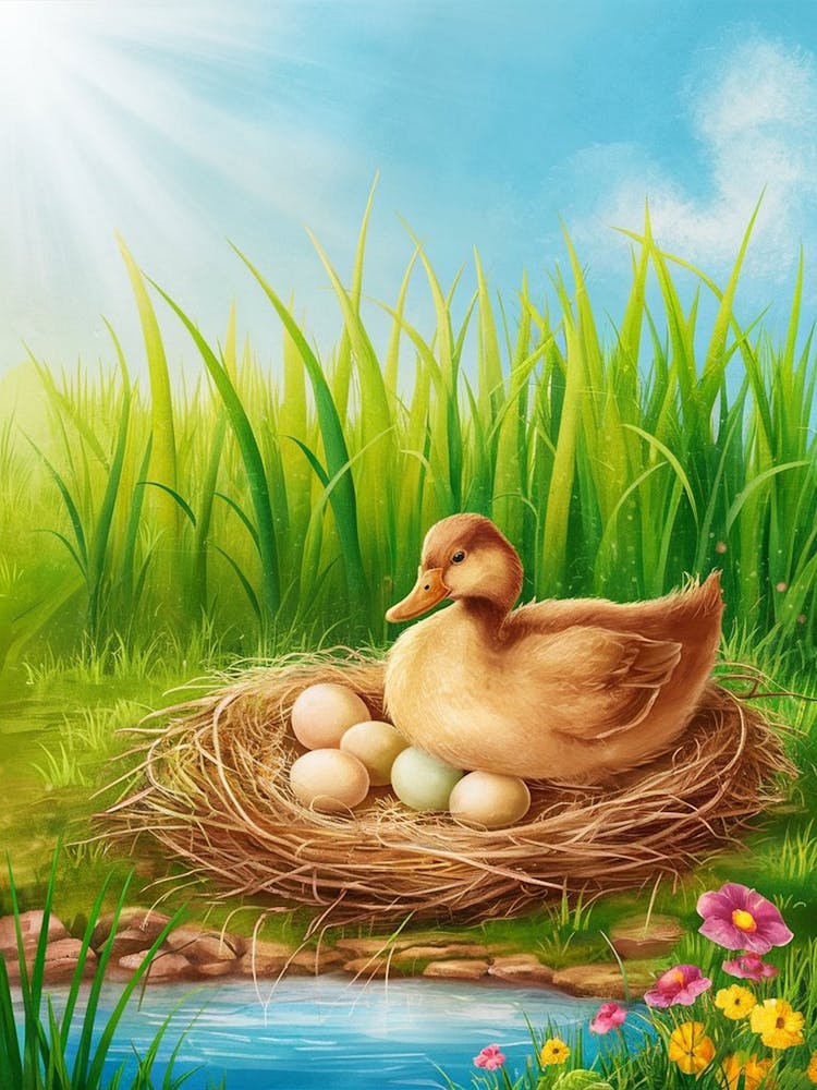 Easter Duck In The Nest