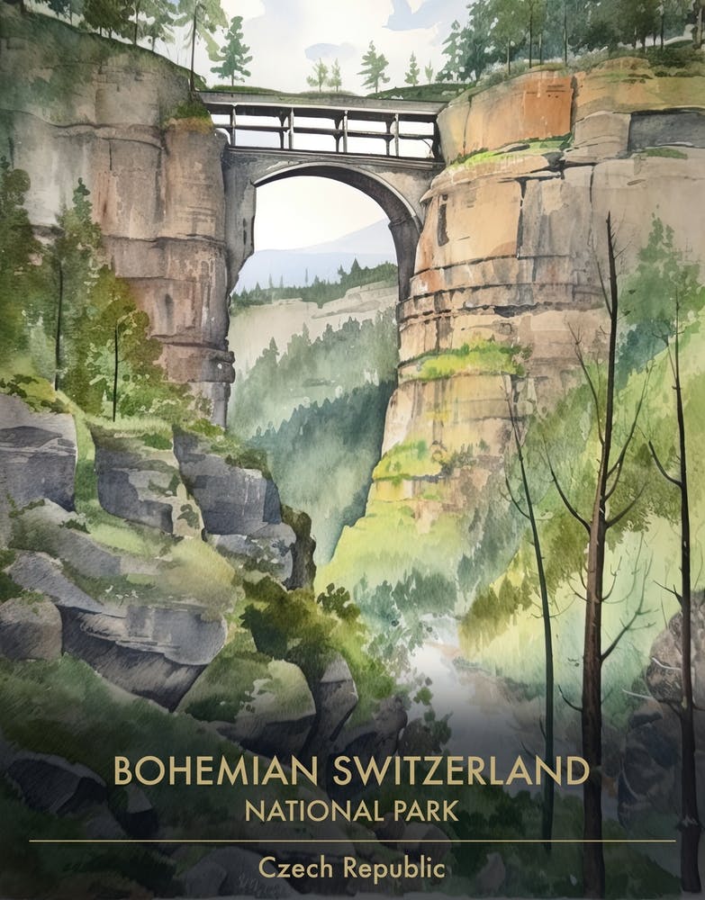 Bohemian Switzerland National Park Czech Republic Watercolour 1
