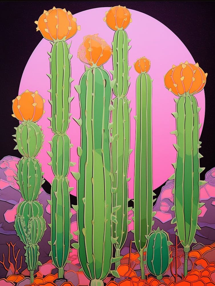 Mexican Style Cactus Illustration Moon Cactus 2