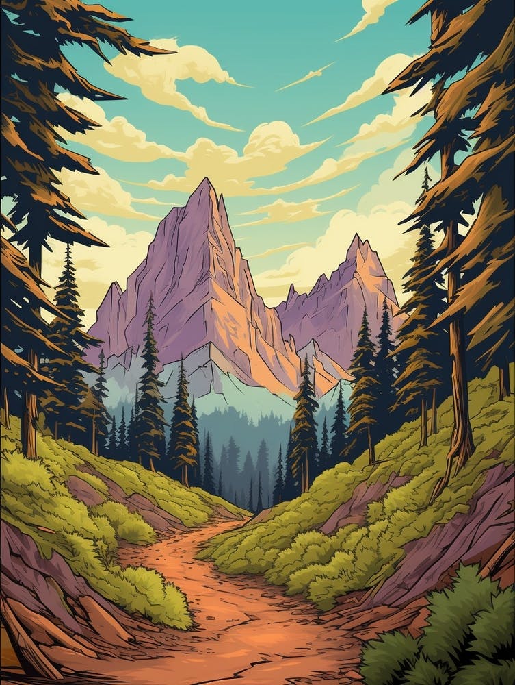 Wonderland Trail Usa 1 Illustration de voyage vintage