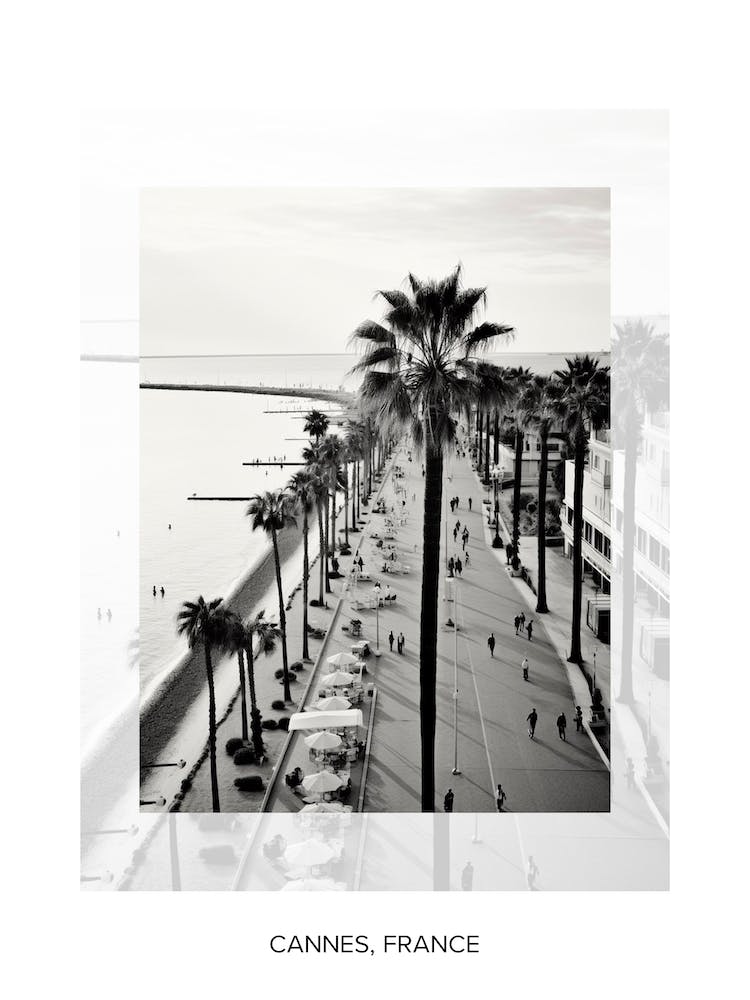 Poster Of Cannes, France, Black And White Old Photo 2