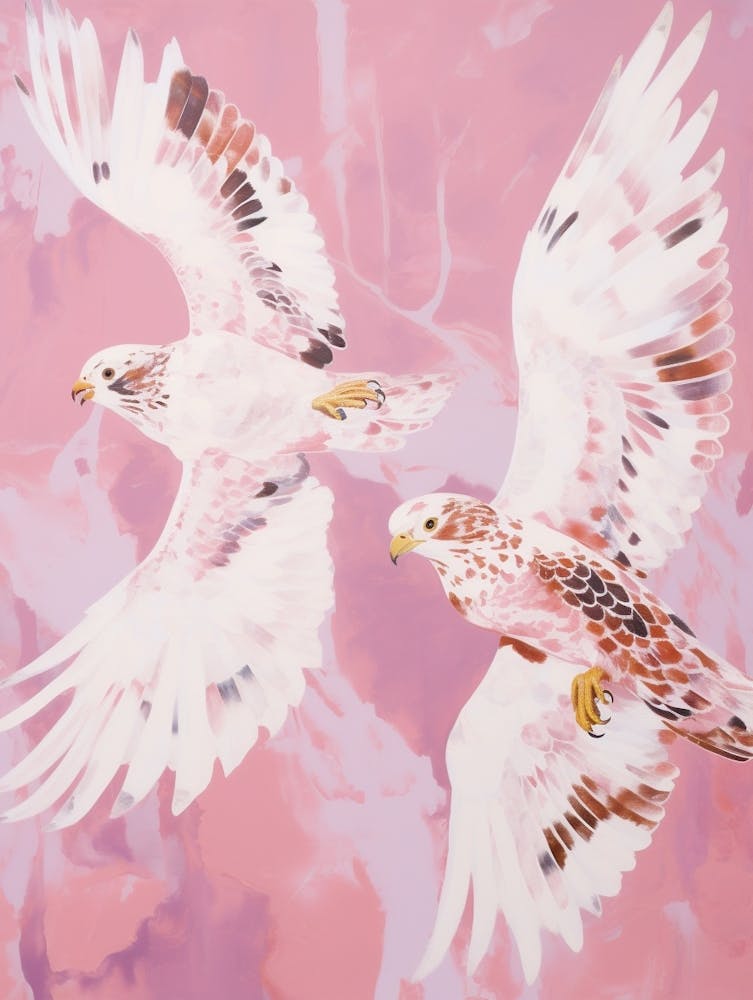 Pink Ethereal Bird Painting Falcon 2