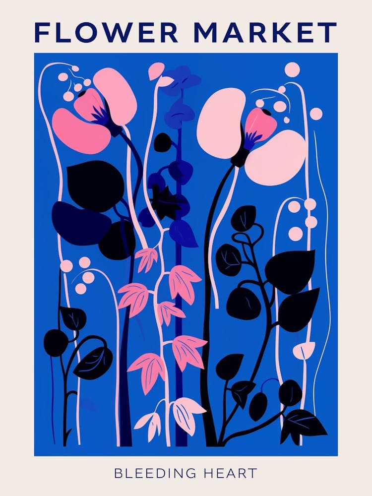 Blue Flower Market Poster Bleeding Heart Dicentra 1