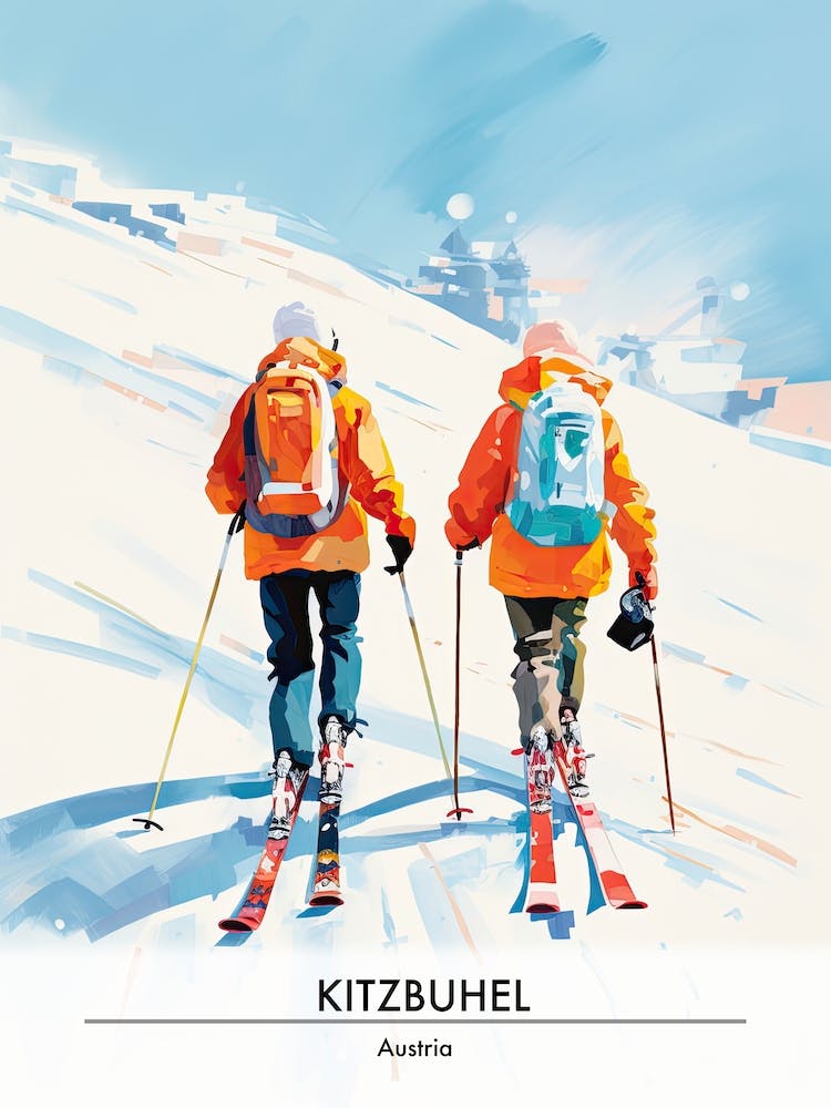 Kitzbuhel   Austria, Ski Resort Poster Illustration 3