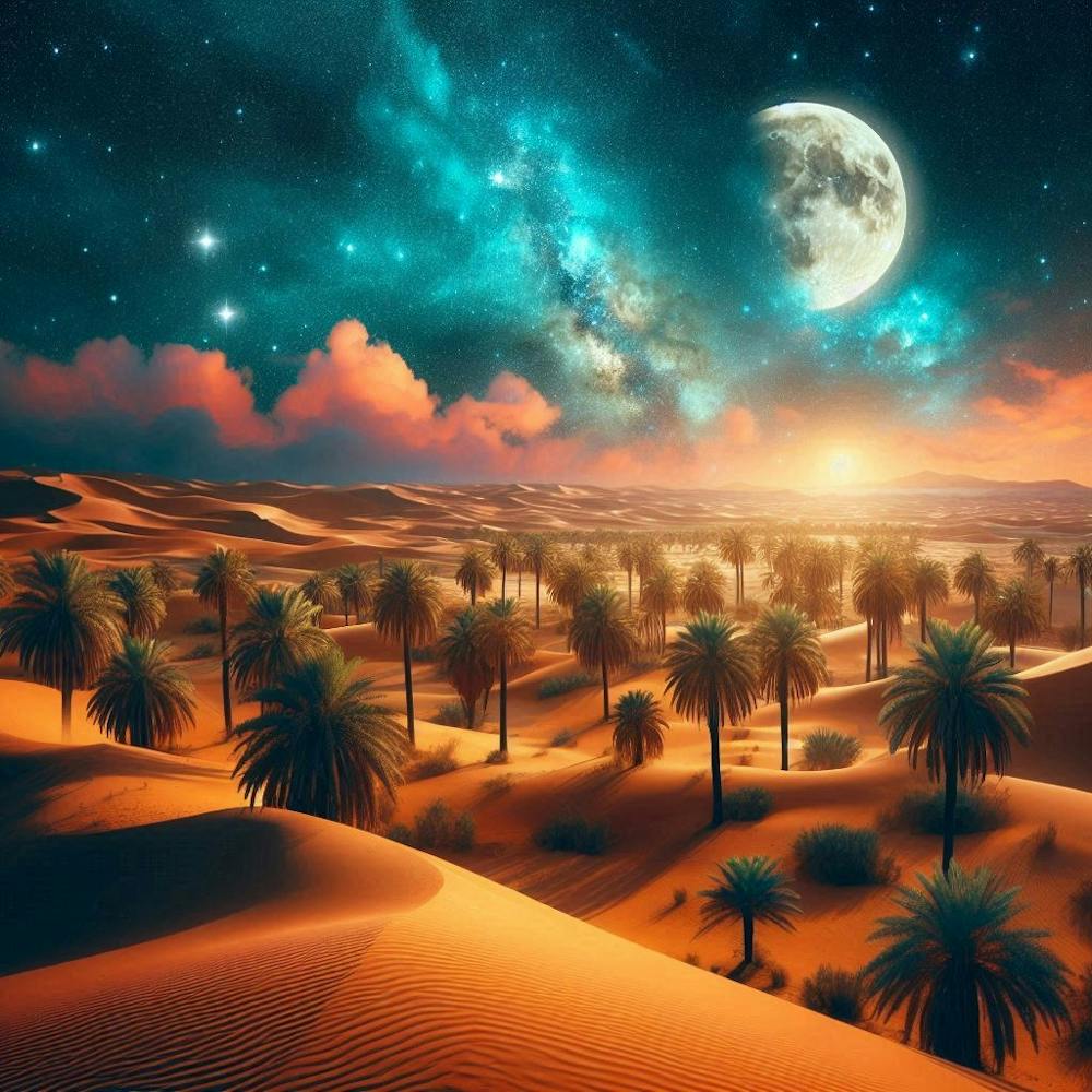 Desert Landscape With Palm Trees 1