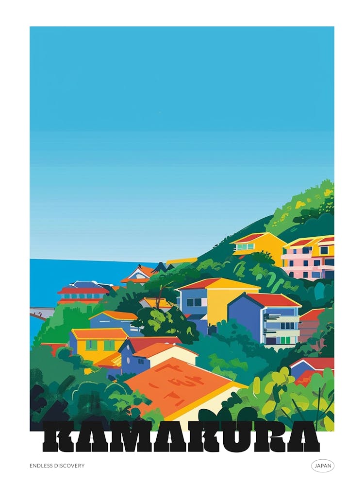 Kamakura Japan 3 Colourful Travel Poster