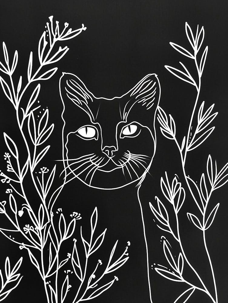 British Shorthair Cat Minimalist Illustration 1