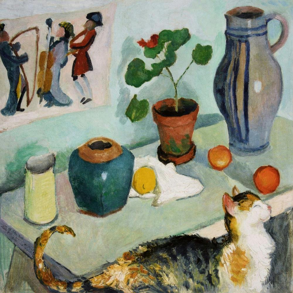 The Ghost in the House Stalls: Still life with a Cat by August Macke (1910)