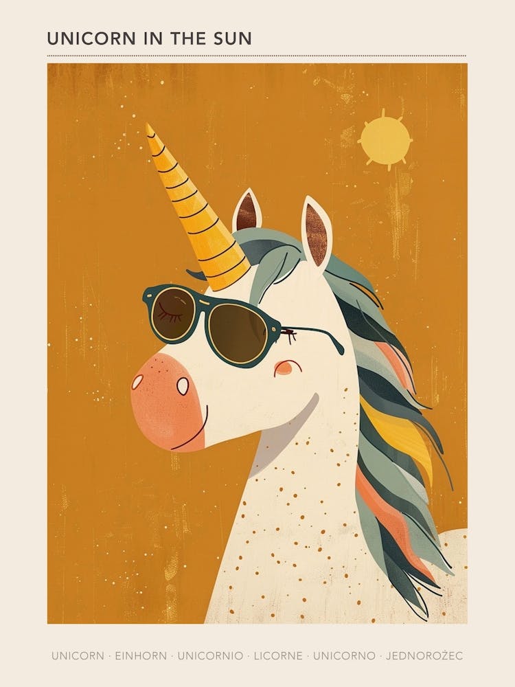 Unicorn With Sunglasses Muted Pastel 3 Poster