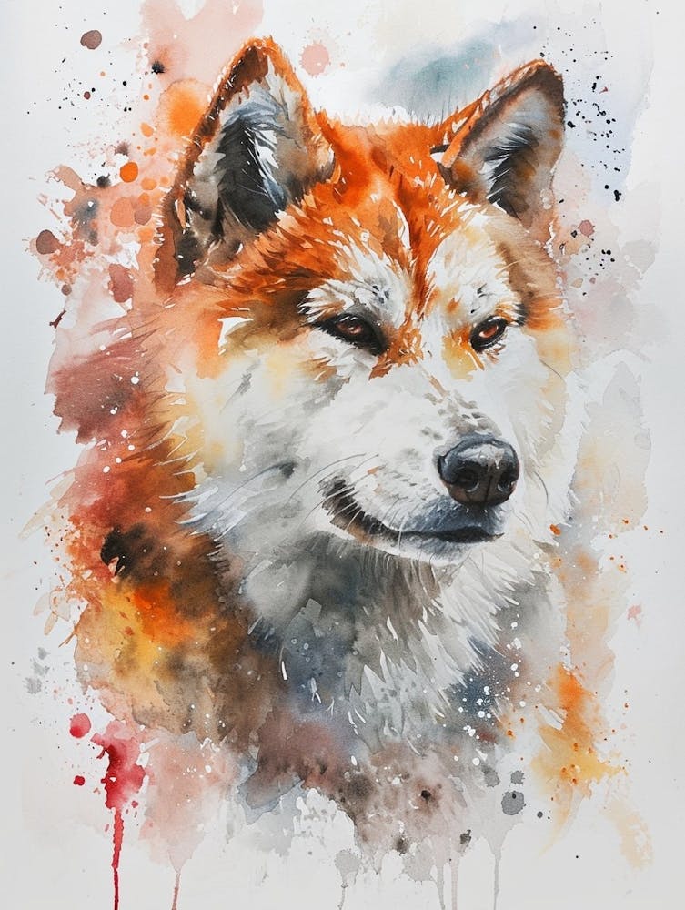 Akita Watercolor Painting 2