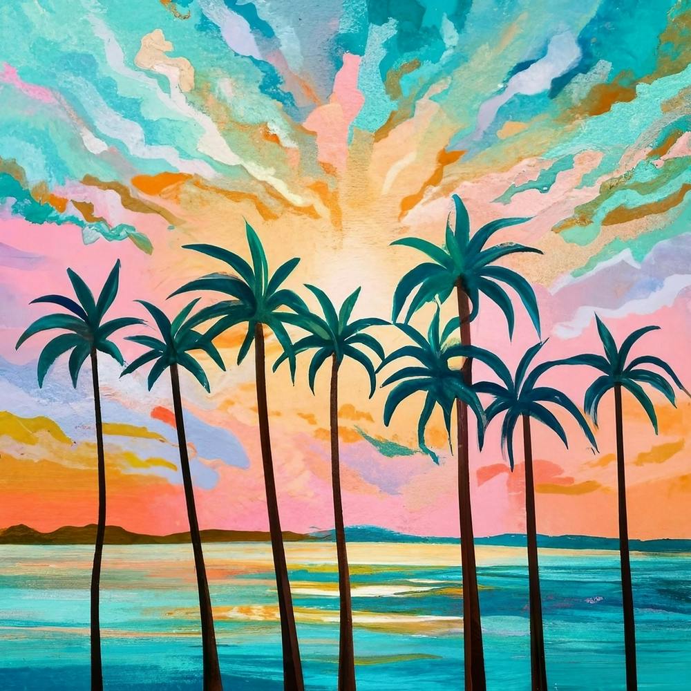Sunset Palm Trees