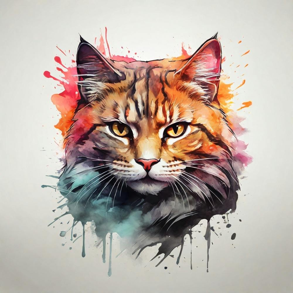 Watercolor Cat Painting