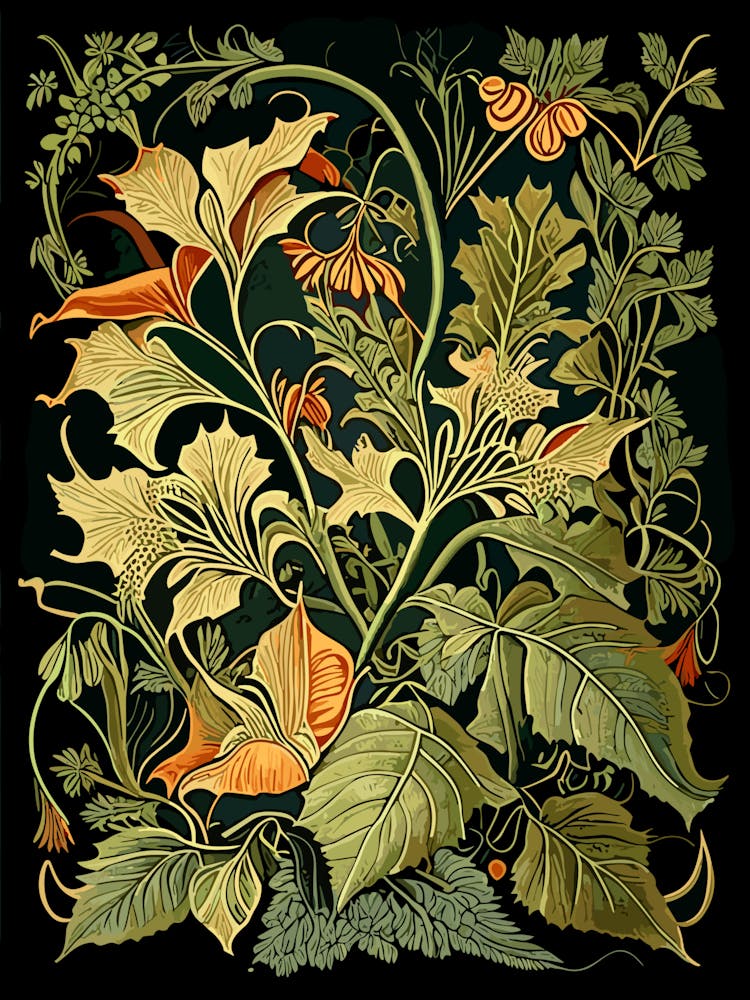 Trumpet Vine Wildflower Vintage Botanical 2