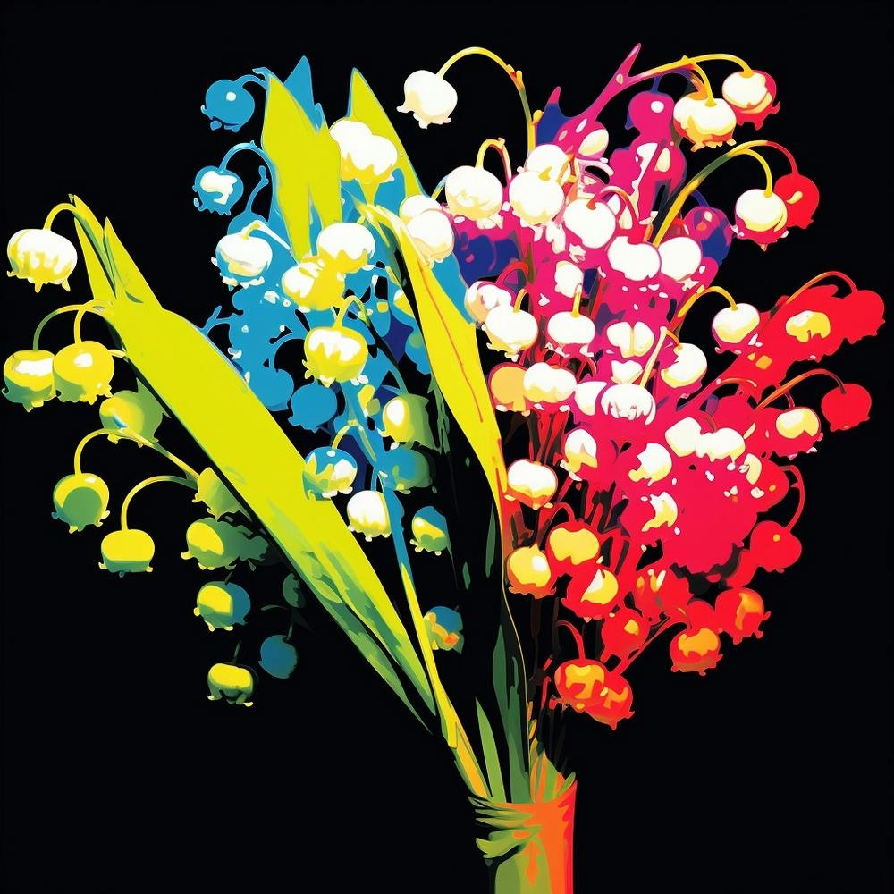 Andy Warhol Style Pop Art Flowers Lily Of The Valley 4 Square