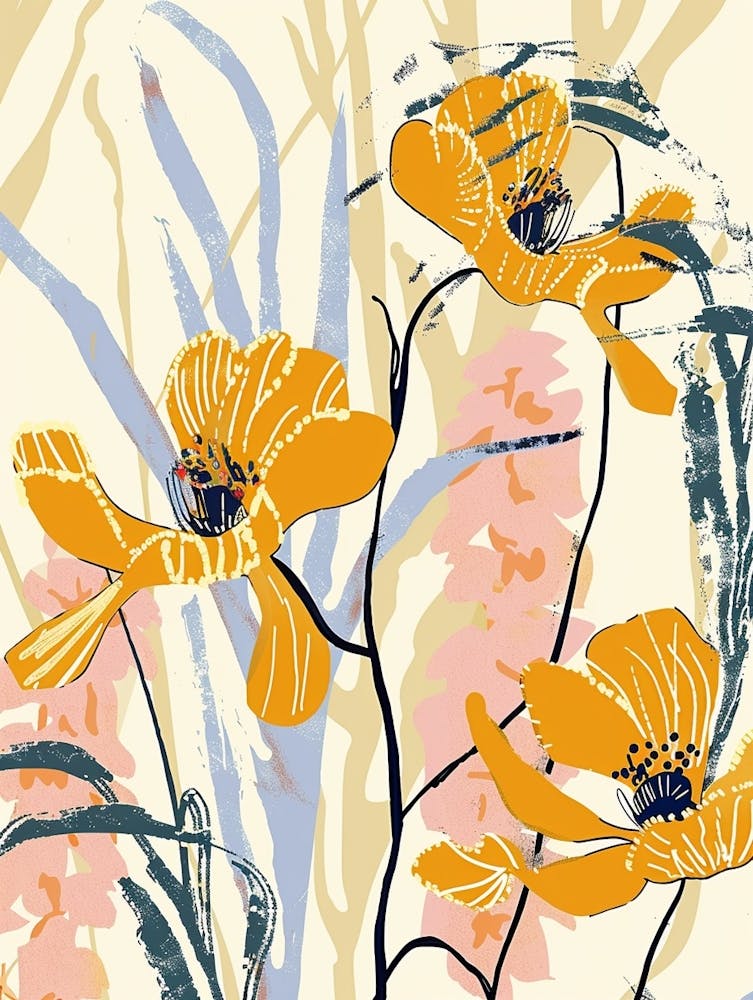 Illustration Florale Colorée Bouton d'Or 3