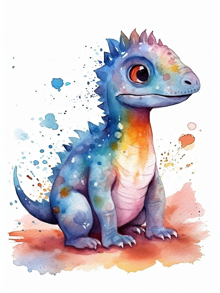 Majungasaurus Cute Dinosaur Watercolour 1