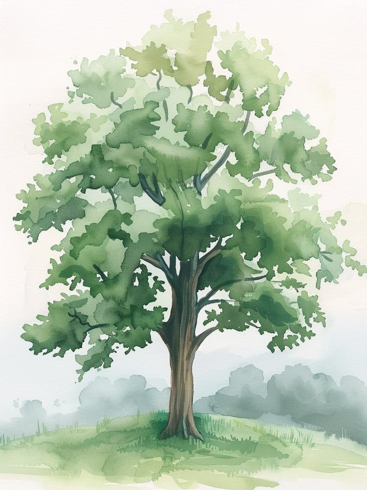 Chestnut Tree Atmospheric Watercolour Painting 2