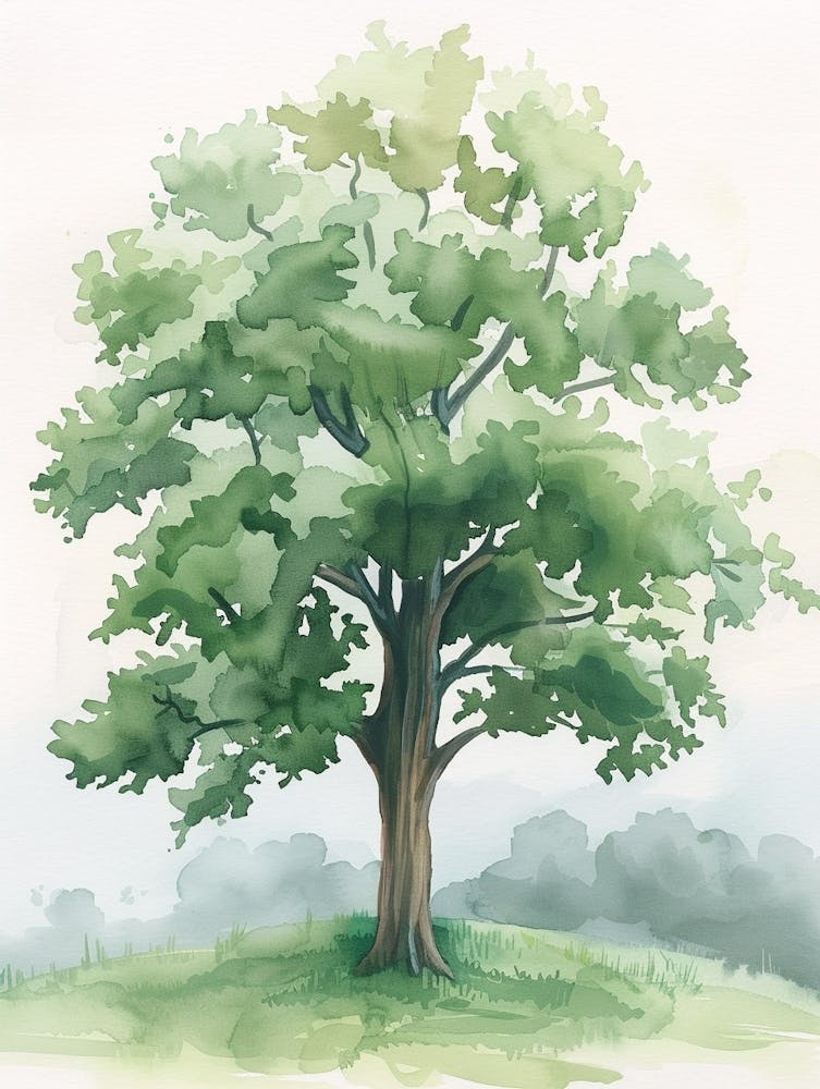 Chestnut Tree Atmospheric Watercolour Painting 2