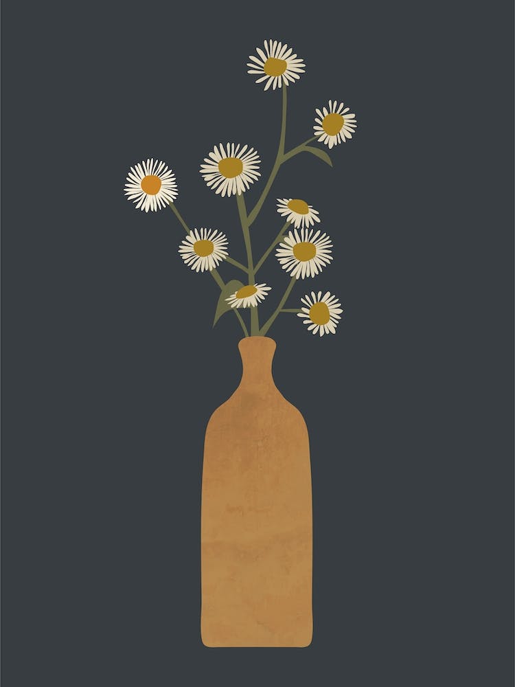 Daisy Flowers Vase Living Room Art print