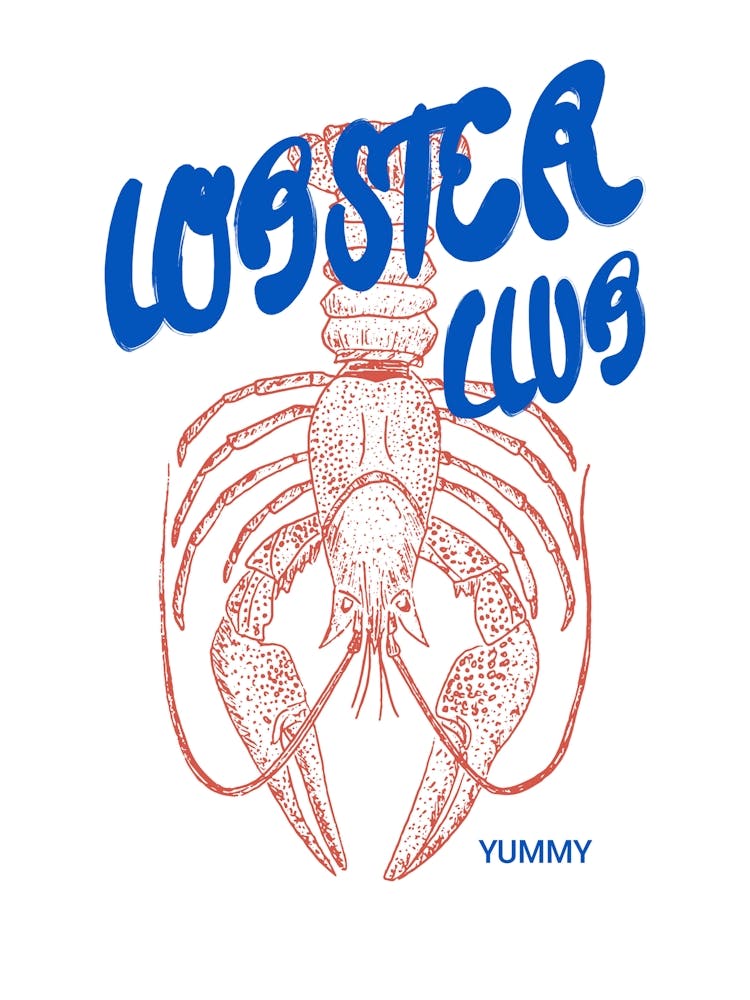 Lobster Club Poster, Maine Lobster Wall Art, Blue Lobster Printable, Gift for Him, House Kitchen Decoration