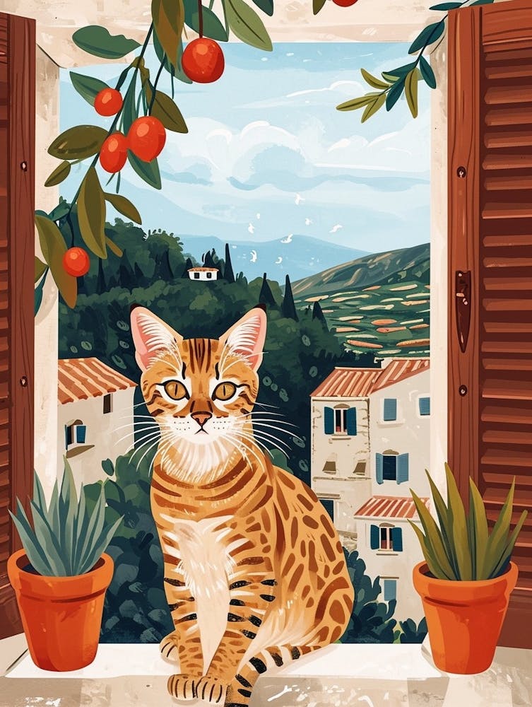 Bengal Cat Storybook Illustration 2