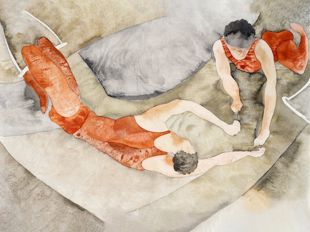 Two Trapeze Performers In Red, Charles Demuth