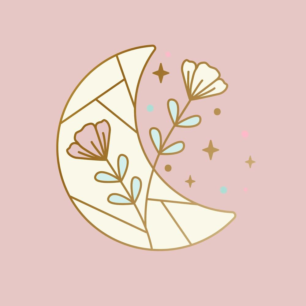 Magical Moon And Flowers
