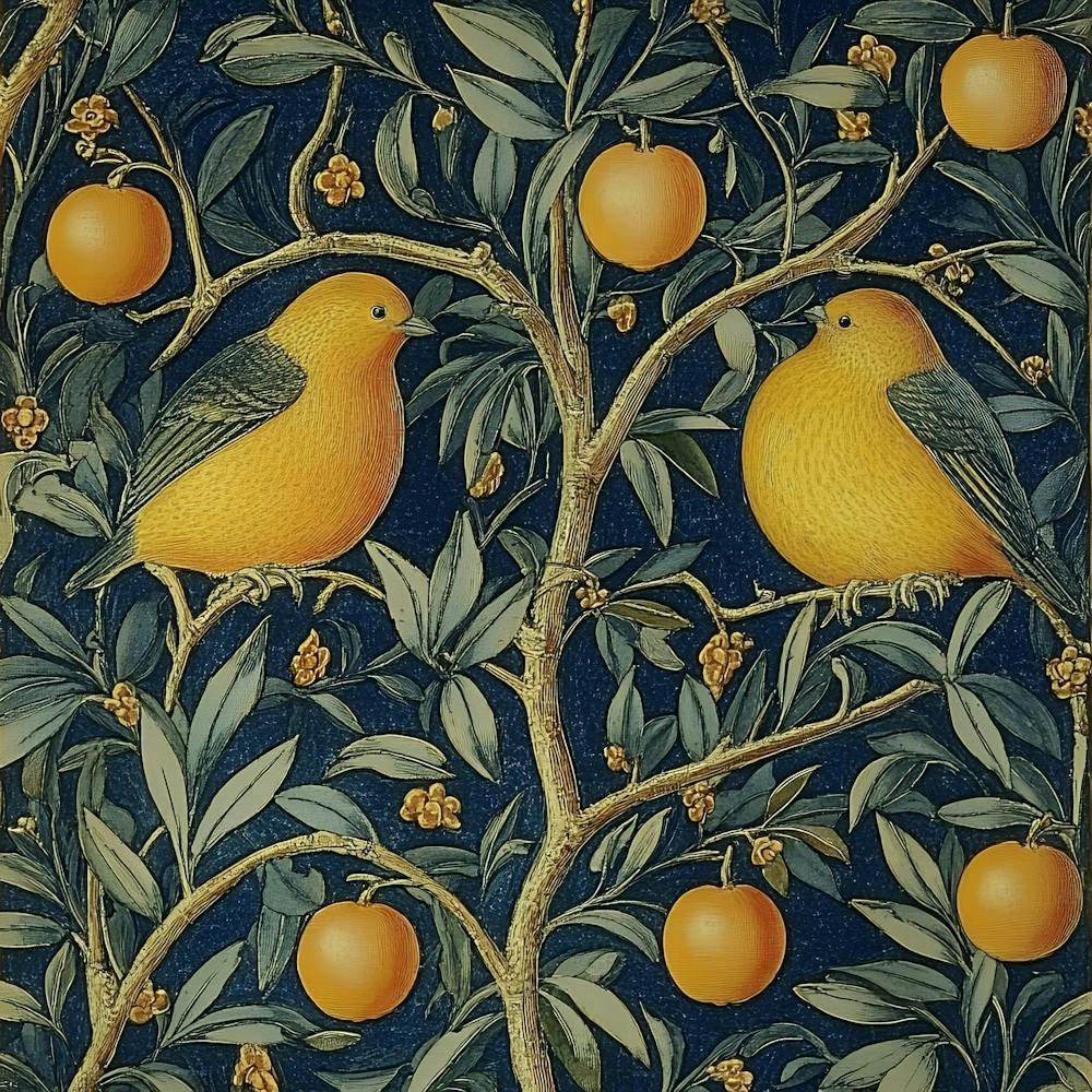 Birds On An Orange Tree