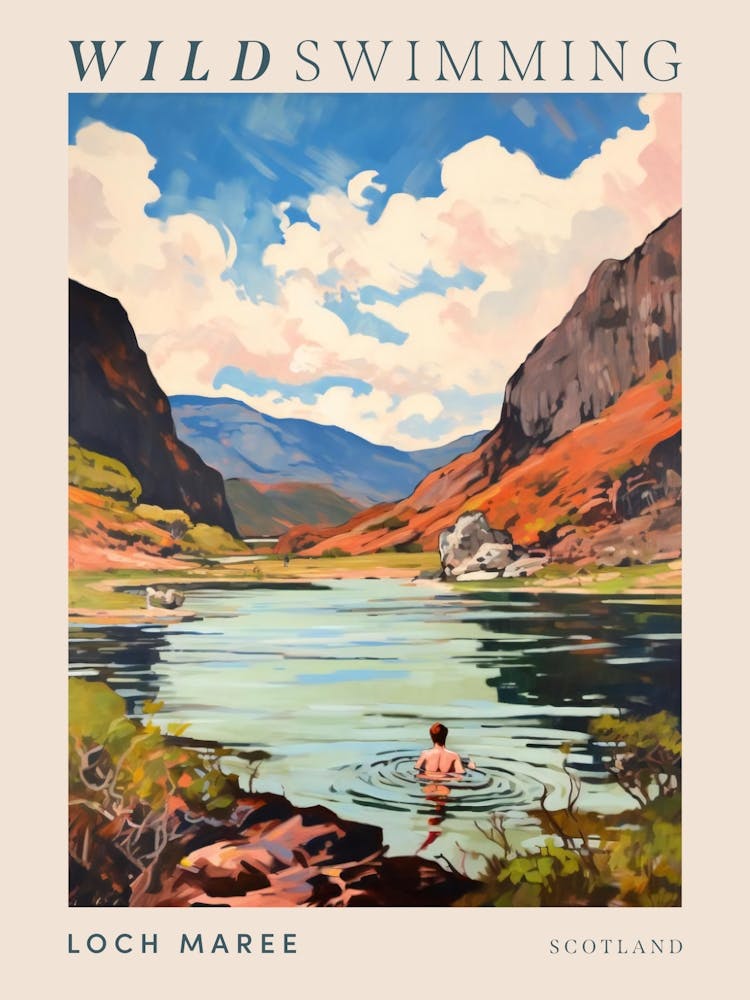 Wild Swimming At Loch Maree Scotland 2 Poster