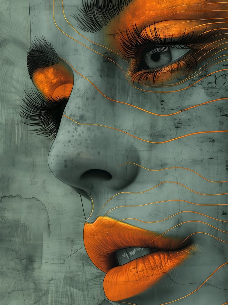 Orange Face Extraordinary femininity woven with threads of gold