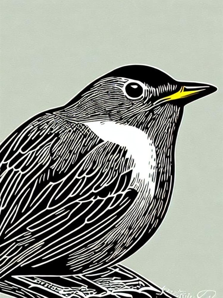 Robin Linocut Bird