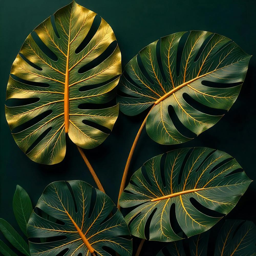 Tropical Leaves On A Dark Background
