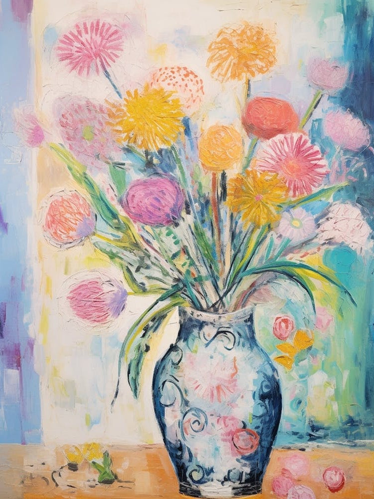 Flower Painting Fauvist Style Globe Amaranth 1