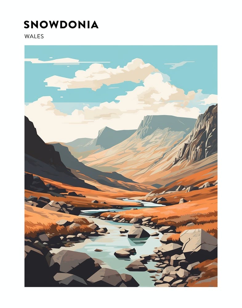 Snowdonia National Park Wales 2 Hiking Trail Landscape Poster