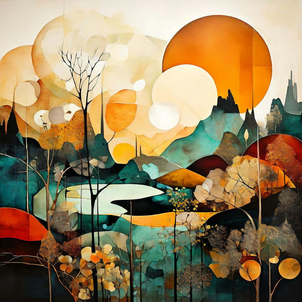 Landscape By Jonathan Wilson, Floral Pattern, Abstract Piece With Organic Shapes And Earthy Colors art print