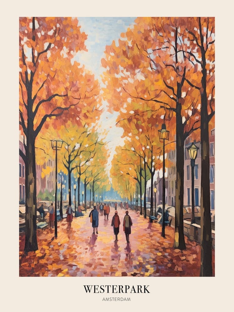 Autumn City Park Painting Westerpark Amsterdam Netherlands 2 Poster