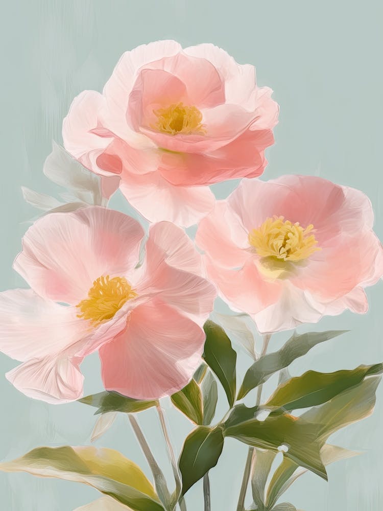 Fleurs De Camélia Couleurs Pastel Acryliques 1