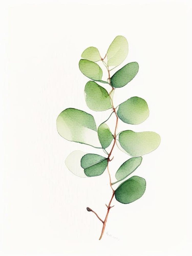 Purslane Leaf Minimalist Watercolour