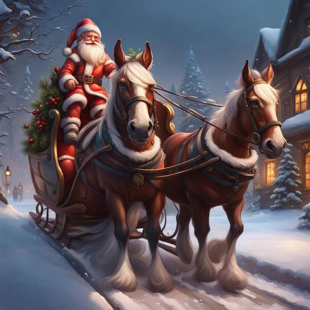 Santa's Country Sleigh & Team